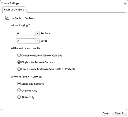 Course Settings window