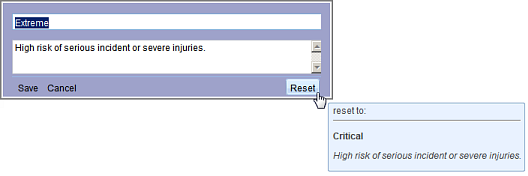 Resetting the risk values