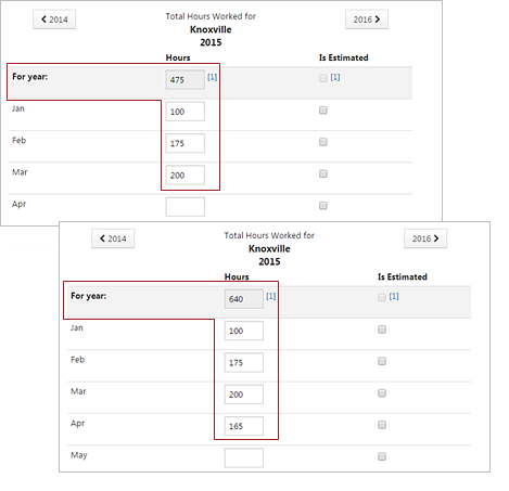 Automatic yearly calculations