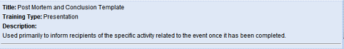 Selecting the Post Morten and Conclusion template