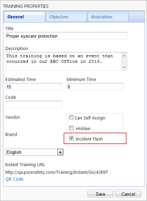 Incident Alert check box