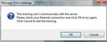 Connection error message