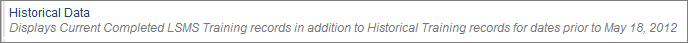 Historical Data Report description