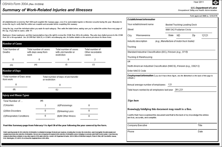 OSHA 300A Form