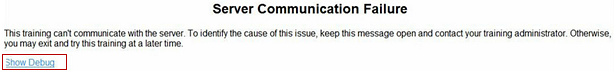 Show Debug link on Server Communication Failure screen
