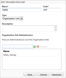 Edit Organization Unit window
