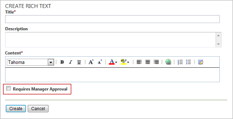 Requires managers approval check box