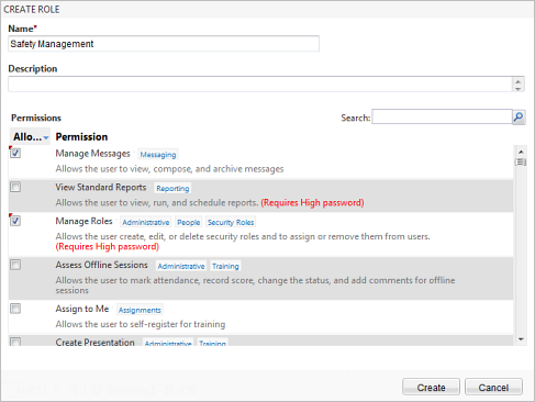 Edit security role