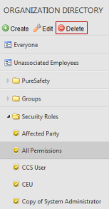 Delete security role