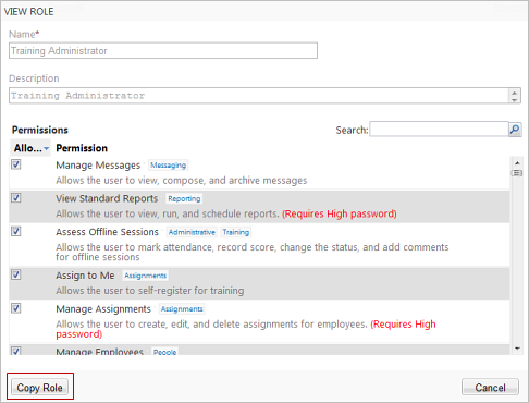 Copy Role button
