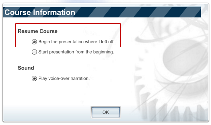 Course information window
