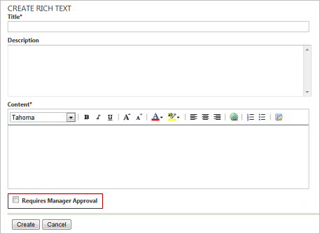 Requires Managers Approval check box