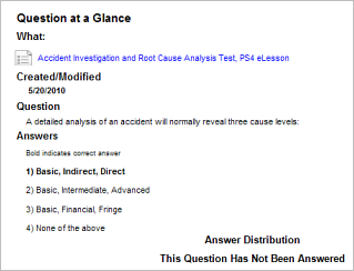 Question at a Glance Report