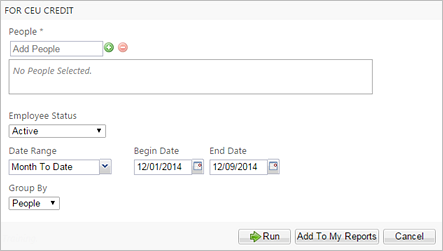 For CEU Credit report parameters