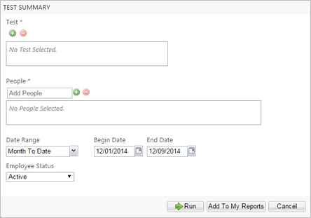 Test Summary report parameters